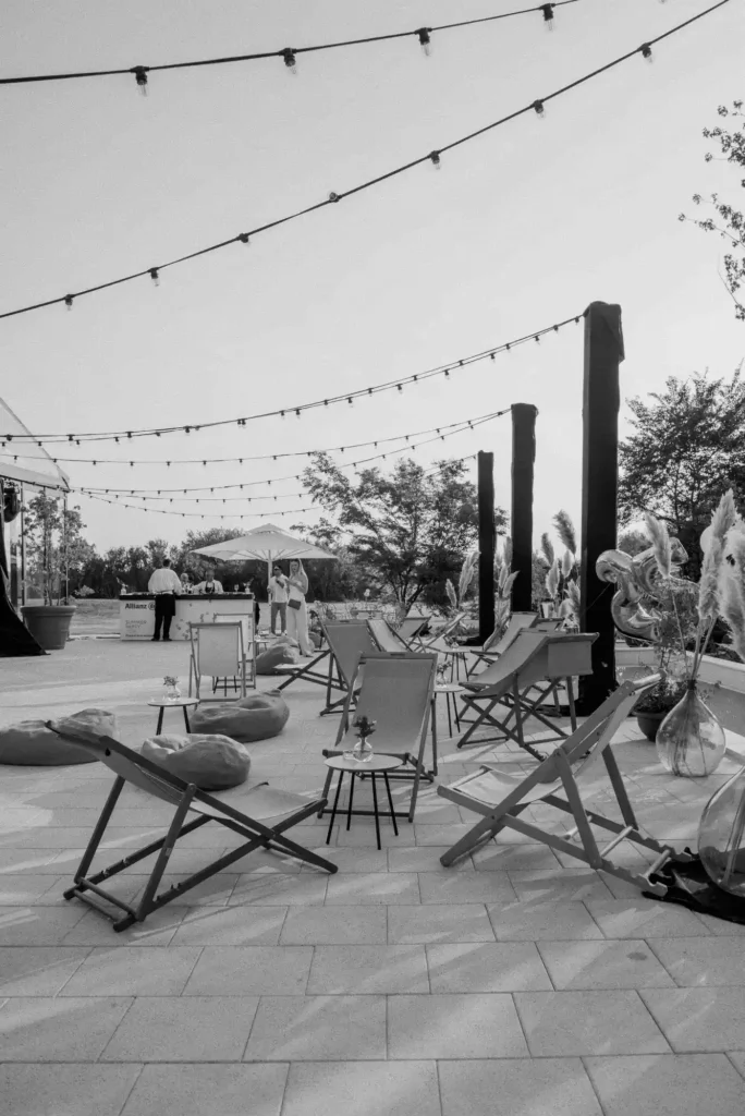 Outdoor event decoration and lounge setup prepared by Catering Majetic